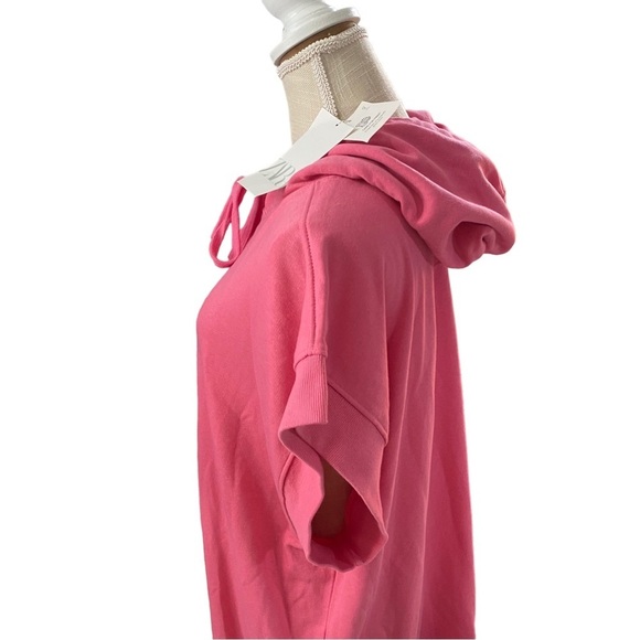 Zara Women Pink Short Sleeve Hooded Sweatshirt Sz L Cotton Swimsuit Cover Up NWT - Picture 7 of 16